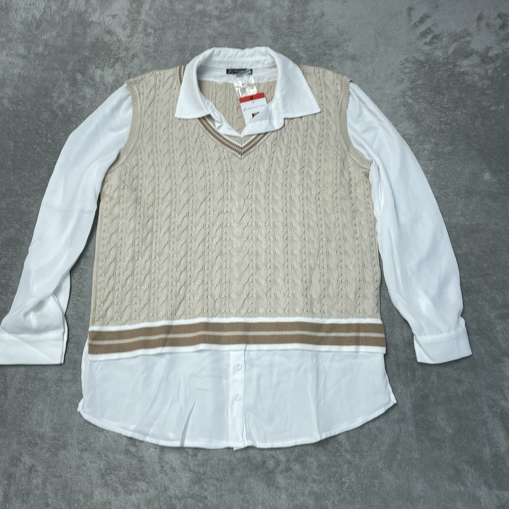 Adrianna Papell Women's M Vest Cream Viscose Blend H0123 - Picture 2 of 9